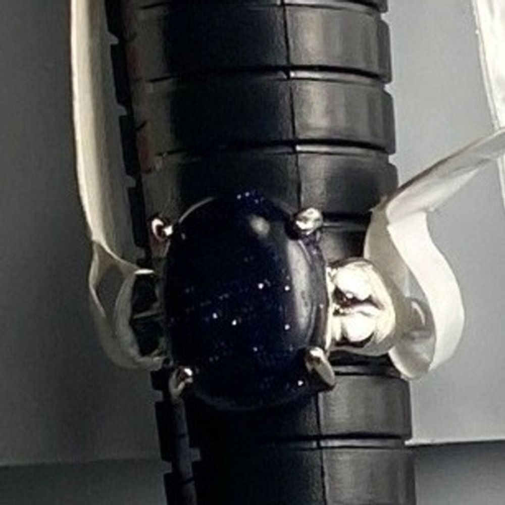 Fashion Bijoux Ring Blue Stone Silver Tone Statement Ring Size 6